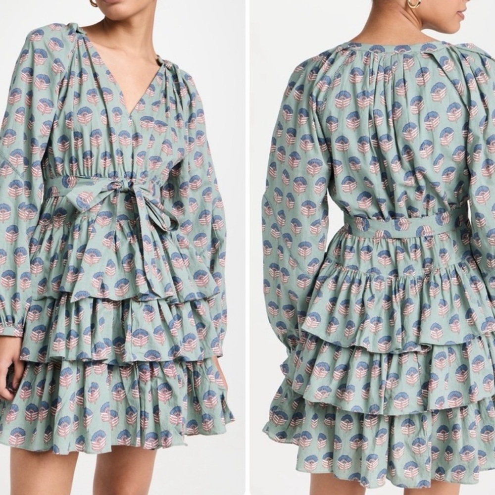 Marea Women’s XS Jade Floral Grace Tiered Ruffle Puff Sleeve Cottagecore Dress